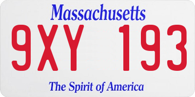 MA license plate 9XY193