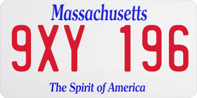 MA license plate 9XY196