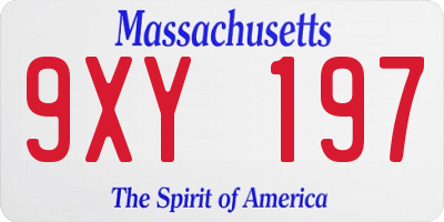 MA license plate 9XY197