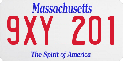 MA license plate 9XY201