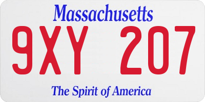 MA license plate 9XY207