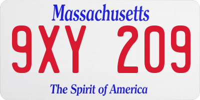 MA license plate 9XY209