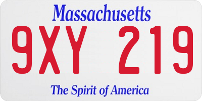 MA license plate 9XY219