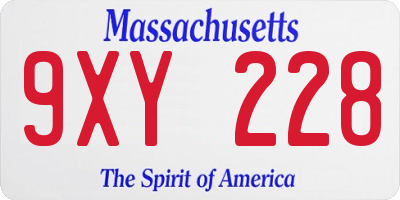 MA license plate 9XY228