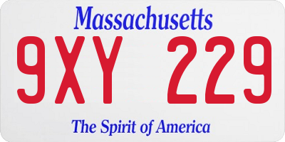MA license plate 9XY229