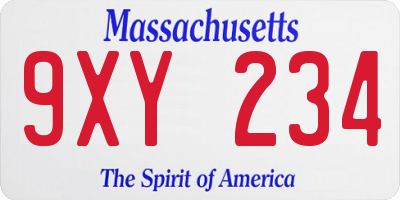 MA license plate 9XY234