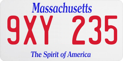 MA license plate 9XY235
