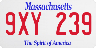MA license plate 9XY239