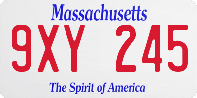 MA license plate 9XY245