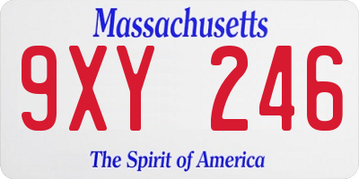 MA license plate 9XY246