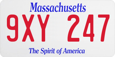 MA license plate 9XY247