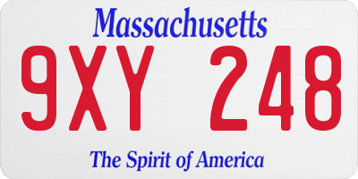 MA license plate 9XY248
