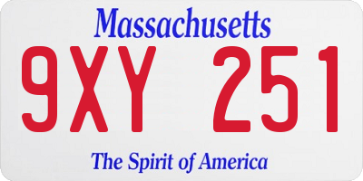 MA license plate 9XY251