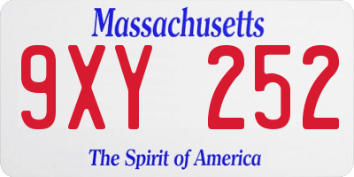 MA license plate 9XY252
