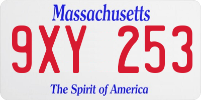 MA license plate 9XY253