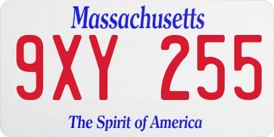MA license plate 9XY255