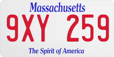 MA license plate 9XY259