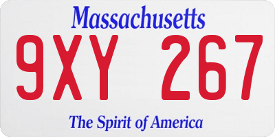 MA license plate 9XY267