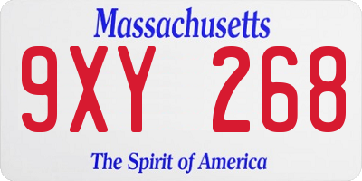 MA license plate 9XY268