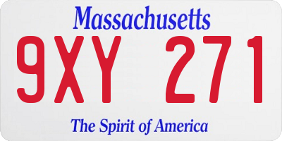 MA license plate 9XY271
