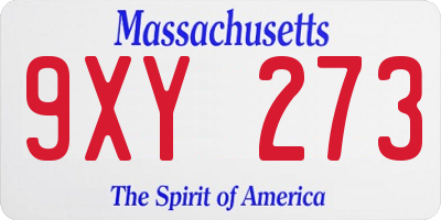 MA license plate 9XY273