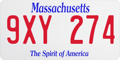 MA license plate 9XY274