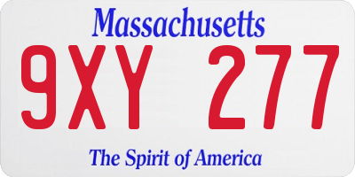MA license plate 9XY277