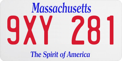 MA license plate 9XY281