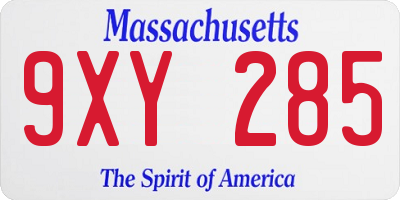 MA license plate 9XY285