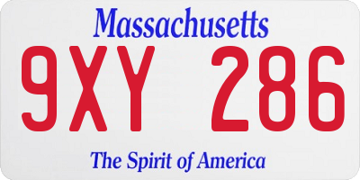 MA license plate 9XY286