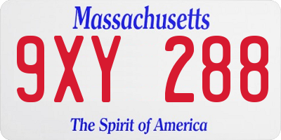 MA license plate 9XY288