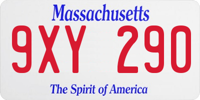 MA license plate 9XY290