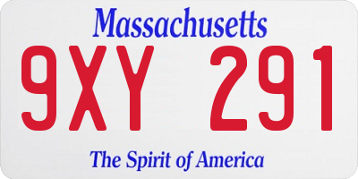 MA license plate 9XY291