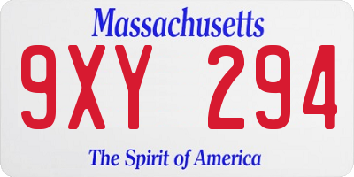 MA license plate 9XY294