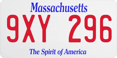 MA license plate 9XY296