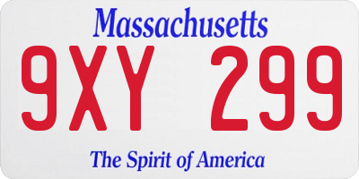 MA license plate 9XY299