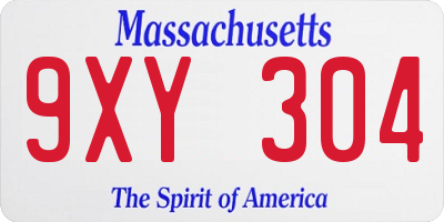 MA license plate 9XY304