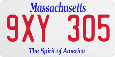 MA license plate 9XY305