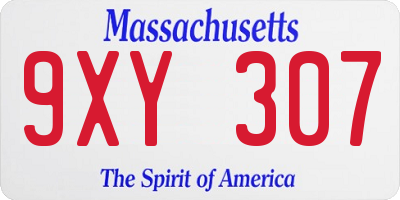 MA license plate 9XY307