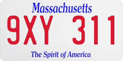 MA license plate 9XY311