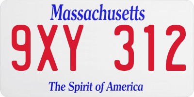 MA license plate 9XY312
