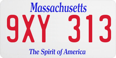 MA license plate 9XY313