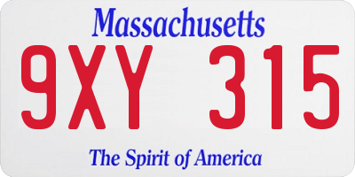 MA license plate 9XY315