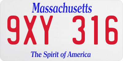 MA license plate 9XY316