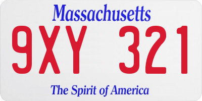 MA license plate 9XY321