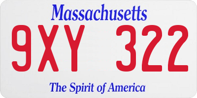 MA license plate 9XY322