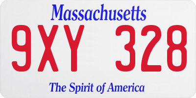MA license plate 9XY328