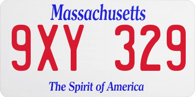 MA license plate 9XY329