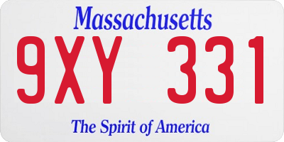 MA license plate 9XY331