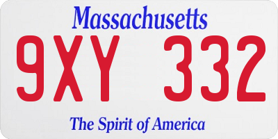 MA license plate 9XY332